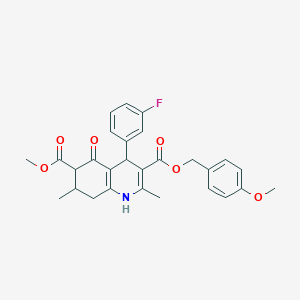 3-(4-methoxybenzyl) 6-methyl 4-(3-fluorophenyl)-2,7-dimethyl-5-oxo-1,4,5,6,7,8-hexahydro-3,6-quinolinedicarboxylate