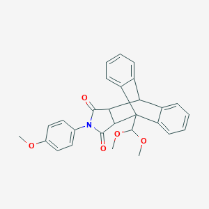 molecular formula C28H25NO5 B413082 1-(Dimethoxymethyl)-17-(4-methoxyphenyl)-17-azapentacyclo[6.6.5.0~2,7~.0~9,14~.0~15,19~]nonadeca-2,4,6,9,11,13-hexaene-16,18-dione 