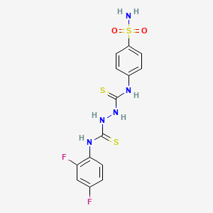 molecular formula C14H13F2N5O2S3 B4130843 N-[4-(aminosulfonyl)phenyl]-N'-(2,4-difluorophenyl)-1,2-hydrazinedicarbothioamide 