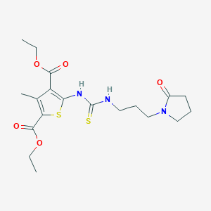 molecular formula C19H27N3O5S2 B4130852 diethyl 3-methyl-5-[({[3-(2-oxo-1-pyrrolidinyl)propyl]amino}carbonothioyl)amino]-2,4-thiophenedicarboxylate 