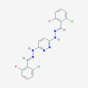 molecular formula C18H12Cl2F2N6 B413087 3,6-bis[(2E)-2-(2-chloro-6-fluorobenzylidene)hydrazinyl]pyridazine 