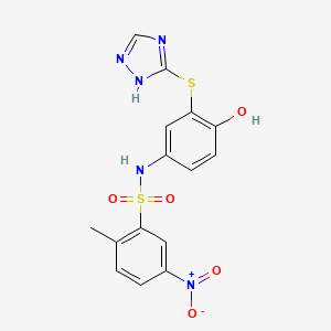 molecular formula C15H13N5O5S2 B4130902 N-[4-hydroxy-3-(1H-1,2,4-triazol-3-ylthio)phenyl]-2-methyl-5-nitrobenzenesulfonamide 