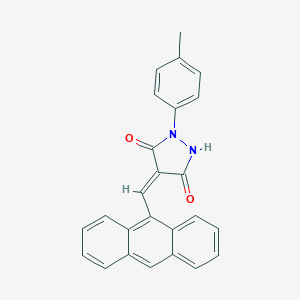 molecular formula C25H18N2O2 B413091 4-(9-Anthrylmethylene)-1-(4-methylphenyl)-3,5-pyrazolidinedione 