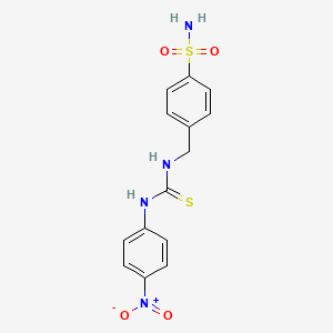 molecular formula C14H14N4O4S2 B4130915 4-[({[(4-nitrophenyl)amino]carbonothioyl}amino)methyl]benzenesulfonamide 