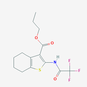 molecular formula C14H16F3NO3S B413092 Propyl 2-[(trifluoroacetyl)amino]-4,5,6,7-tetrahydro-1-benzothiophene-3-carboxylate 