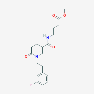 molecular formula C19H25FN2O4 B4130941 methyl 4-[({1-[2-(3-fluorophenyl)ethyl]-6-oxo-3-piperidinyl}carbonyl)amino]butanoate 