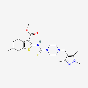 methyl 6-methyl-2-[({4-[(1,3,5-trimethyl-1H-pyrazol-4-yl)methyl]-1-piperazinyl}carbonothioyl)amino]-4,5,6,7-tetrahydro-1-benzothiophene-3-carboxylate