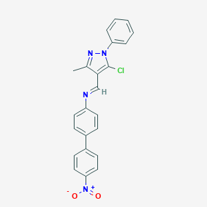 molecular formula C23H17ClN4O2 B413098 5-chloro-4-[({4'-nitro[1,1'-biphenyl]-4-yl}imino)methyl]-3-methyl-1-phenyl-1H-pyrazole 