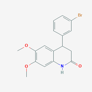 molecular formula C17H16BrNO3 B4130987 4-(3-bromophenyl)-6,7-dimethoxy-3,4-dihydro-2(1H)-quinolinone 