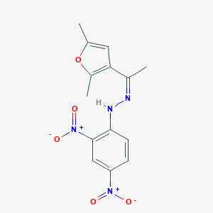 molecular formula C14H14N4O5 B413099 1-(2,5-Dimethyl-3-furyl)ethanone {2,4-bisnitrophenyl}hydrazone 