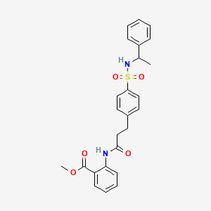 molecular formula C25H26N2O5S B4131010 methyl 2-{[3-(4-{[(1-phenylethyl)amino]sulfonyl}phenyl)propanoyl]amino}benzoate 