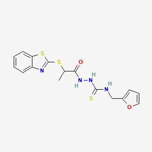 molecular formula C16H16N4O2S3 B4131038 2-[2-(1,3-benzothiazol-2-ylthio)propanoyl]-N-(2-furylmethyl)hydrazinecarbothioamide 