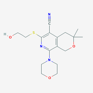 molecular formula C17H23N3O3S B4131050 6-[(2-hydroxyethyl)thio]-3,3-dimethyl-8-(4-morpholinyl)-3,4-dihydro-1H-pyrano[3,4-c]pyridine-5-carbonitrile 