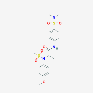 molecular formula C21H29N3O6S2 B4131058 N~1~-{4-[(diethylamino)sulfonyl]phenyl}-N~2~-(4-methoxyphenyl)-N~2~-(methylsulfonyl)alaninamide 