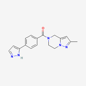 molecular formula C17H17N5O B4131064 2-methyl-5-[4-(1H-pyrazol-5-yl)benzoyl]-4,5,6,7-tetrahydropyrazolo[1,5-a]pyrazine 