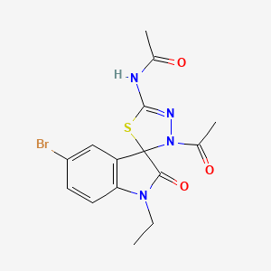 molecular formula C15H15BrN4O3S B4131096 N-(3'-acetyl-5-bromo-1-ethyl-2-oxo-1,2-dihydro-3'H-spiro[indole-3,2'-[1,3,4]thiadiazol]-5'-yl)acetamide 