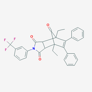 molecular formula C32H26F3NO3 B413112 1,7-Diethyl-8,9-diphenyl-4-(3-trifluoromethyl-phenyl)-4-aza-tricyclo[5.2.1.0*2,6 