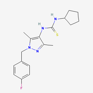 molecular formula C18H23FN4S B4131136 N-cyclopentyl-N'-[1-(4-fluorobenzyl)-3,5-dimethyl-1H-pyrazol-4-yl]thiourea 
