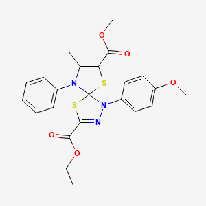 molecular formula C23H23N3O5S2 B4131138 3-ethyl 7-methyl 1-(4-methoxyphenyl)-8-methyl-9-phenyl-4,6-dithia-1,2,9-triazaspiro[4.4]nona-2,7-diene-3,7-dicarboxylate 