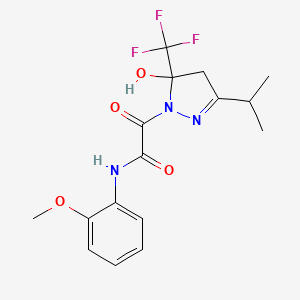 2-[5-hydroxy-3-isopropyl-5-(trifluoromethyl)-4,5-dihydro-1H-pyrazol-1-yl]-N-(2-methoxyphenyl)-2-oxoacetamide