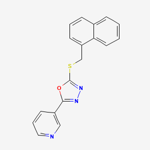 molecular formula C18H13N3OS B4131149 3-{5-[(1-naphthylmethyl)thio]-1,3,4-oxadiazol-2-yl}pyridine 