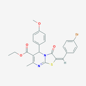 molecular formula C24H21BrN2O4S B413115 ethyl 2-(4-bromobenzylidene)-5-(4-methoxyphenyl)-7-methyl-3-oxo-2,3-dihydro-5H-[1,3]thiazolo[3,2-a]pyrimidine-6-carboxylate 