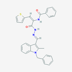 molecular formula C31H26N4O2S B413116 N-[1-({2-[(1-benzyl-2-methyl-1H-indol-3-yl)methylene]hydrazino}carbonyl)-2-(2-thienyl)vinyl]benzamide 