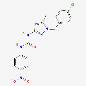 molecular formula C18H16ClN5O3 B4131242 N-[1-(4-chlorobenzyl)-5-methyl-1H-pyrazol-3-yl]-N'-(4-nitrophenyl)urea 