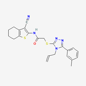 molecular formula C23H23N5OS2 B4131256 2-{[4-allyl-5-(3-methylphenyl)-4H-1,2,4-triazol-3-yl]thio}-N-(3-cyano-4,5,6,7-tetrahydro-1-benzothien-2-yl)acetamide 
