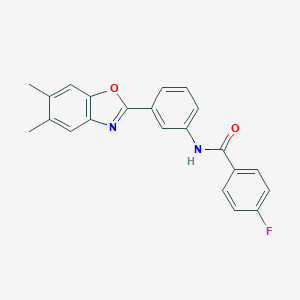 molecular formula C22H17FN2O2 B413131 N-[3-(5,6-dimethyl-1,3-benzoxazol-2-yl)phenyl]-4-fluorobenzamide 