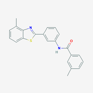molecular formula C22H18N2OS B413132 3-methyl-N-[3-(4-methyl-1,3-benzothiazol-2-yl)phenyl]benzamide 