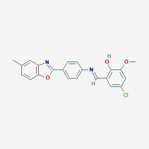 molecular formula C22H17ClN2O3 B413133 4-Chloro-2-methoxy-6-({[4-(5-methyl-1,3-benzoxazol-2-yl)phenyl]imino}methyl)phenol 