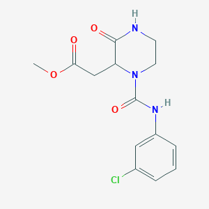 molecular formula C14H16ClN3O4 B4131331 methyl (1-{[(3-chlorophenyl)amino]carbonyl}-3-oxo-2-piperazinyl)acetate 