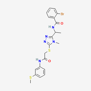 molecular formula C21H22BrN5O2S2 B4131332 2-bromo-N-(1-{4-methyl-5-[(2-{[3-(methylthio)phenyl]amino}-2-oxoethyl)thio]-4H-1,2,4-triazol-3-yl}ethyl)benzamide 