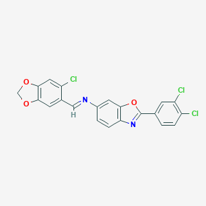 molecular formula C21H11Cl3N2O3 B413134 N-[(6-chloro-1,3-benzodioxol-5-yl)methylene]-N-[2-(3,4-dichlorophenyl)-1,3-benzoxazol-6-yl]amine 