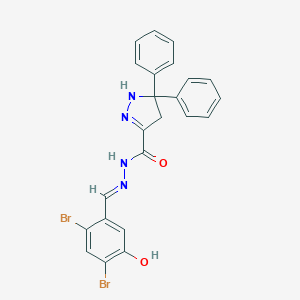 molecular formula C23H18Br2N4O2 B413135 N'-(2,4-dibromo-5-hydroxybenzylidene)-5,5-diphenyl-4,5-dihydro-1H-pyrazole-3-carbohydrazide 