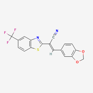 molecular formula C18H9F3N2O2S B4131388 3-(1,3-benzodioxol-5-yl)-2-[5-(trifluoromethyl)-1,3-benzothiazol-2-yl]acrylonitrile 