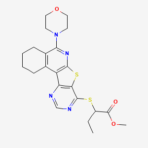 molecular formula C22H26N4O3S2 B4131390 methyl 2-{[5-(4-morpholinyl)-1,2,3,4-tetrahydropyrimido[4',5':4,5]thieno[2,3-c]isoquinolin-8-yl]thio}butanoate 