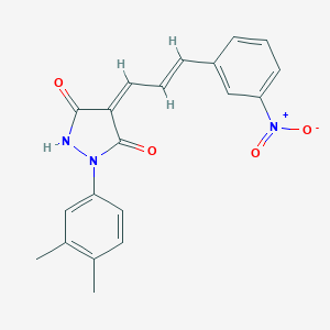 molecular formula C20H17N3O4 B413140 1-(3,4-Dimethylphenyl)-4-(3-{3-nitrophenyl}-2-propenylidene)-3,5-pyrazolidinedione 