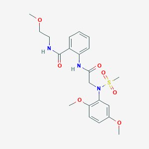 molecular formula C21H27N3O7S B4131441 2-{[N-(2,5-dimethoxyphenyl)-N-(methylsulfonyl)glycyl]amino}-N-(2-methoxyethyl)benzamide 