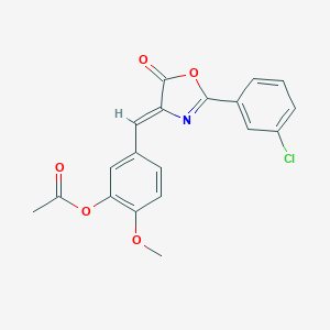 molecular formula C19H14ClNO5 B413145 5-[(2-(3-chlorophenyl)-5-oxo-1,3-oxazol-4(5H)-ylidene)methyl]-2-methoxyphenyl acetate 
