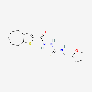 molecular formula C16H23N3O2S2 B4131465 2-(5,6,7,8-tetrahydro-4H-cyclohepta[b]thien-2-ylcarbonyl)-N-(tetrahydro-2-furanylmethyl)hydrazinecarbothioamide 