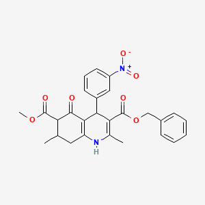 molecular formula C27H26N2O7 B4131504 3-benzyl 6-methyl 2,7-dimethyl-4-(3-nitrophenyl)-5-oxo-1,4,5,6,7,8-hexahydro-3,6-quinolinedicarboxylate 