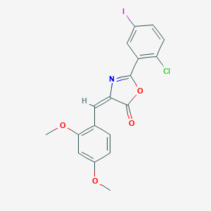 molecular formula C18H13ClINO4 B413153 2-(2-chloro-5-iodophenyl)-4-(2,4-dimethoxybenzylidene)-1,3-oxazol-5(4H)-one 