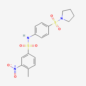 molecular formula C17H19N3O6S2 B4131530 4-methyl-3-nitro-N-[4-(1-pyrrolidinylsulfonyl)phenyl]benzenesulfonamide 