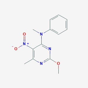 molecular formula C13H14N4O3 B413154 5-Nitro-2-methoxy-4-methyl-6-(methylanilino)pyrimidine 