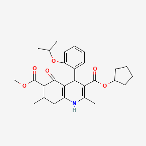 3-cyclopentyl 6-methyl 4-(2-isopropoxyphenyl)-2,7-dimethyl-5-oxo-1,4,5,6,7,8-hexahydro-3,6-quinolinedicarboxylate