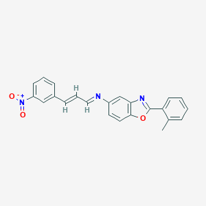molecular formula C23H17N3O3 B413156 5-[(3-{3-Nitrophenyl}-2-propenylidene)amino]-2-(2-methylphenyl)-1,3-benzoxazole 