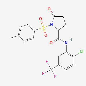 molecular formula C19H16ClF3N2O4S B4131584 N-[2-chloro-5-(trifluoromethyl)phenyl]-1-[(4-methylphenyl)sulfonyl]-5-oxoprolinamide 