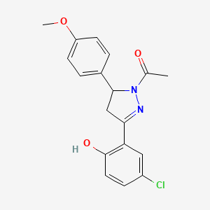 molecular formula C18H17ClN2O3 B4131591 2-[1-acetyl-5-(4-methoxyphenyl)-4,5-dihydro-1H-pyrazol-3-yl]-4-chlorophenol 